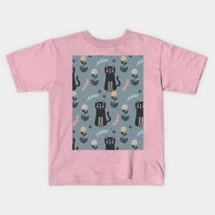 Cute black cat pattern Kids T-Shirt